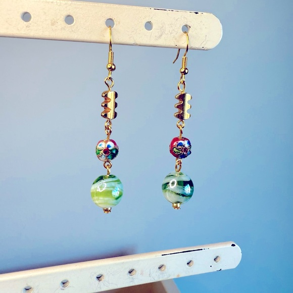 Cloisonné and Swirl Earrings #7 - Picture 2 of 2